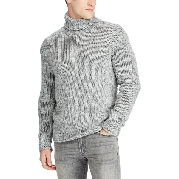 Fawn Grey Ragg Lambswool-Cashmere Turtleneck Polo Ralph Lauren 3