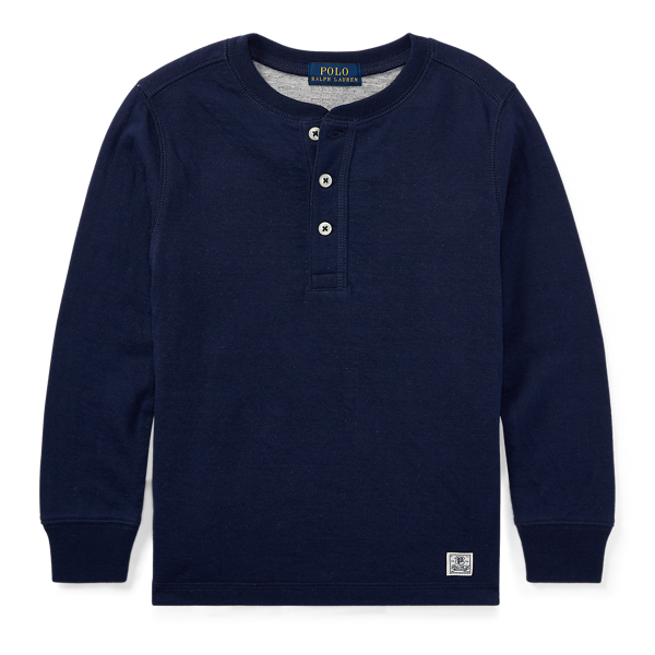 Newport Navy Cotton-Blend Henley Shirt Boys 2-7 1