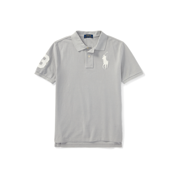 Soft Grey Cotton Mesh Polo Shirt Boys 8-20 1