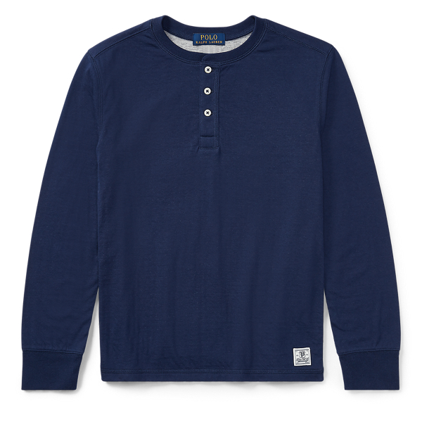 Newport Navy Cotton-Blend Henley Shirt Boys 8-20 1
