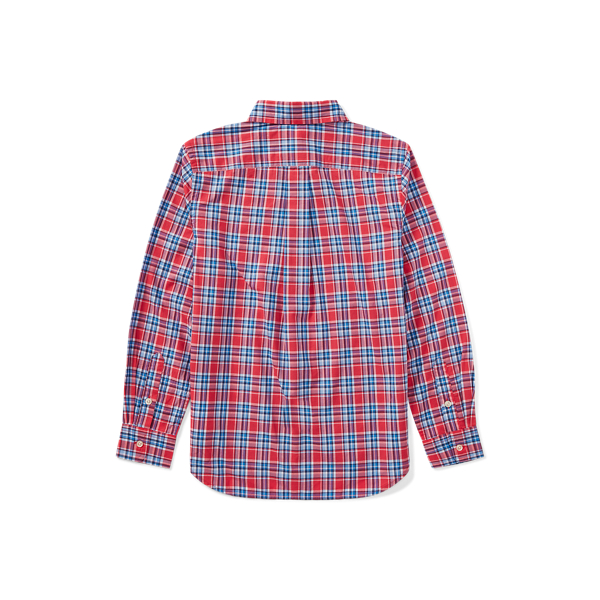 Red Multi Plaid Cotton Poplin Shirt BOYS 6-14 YEARS 2