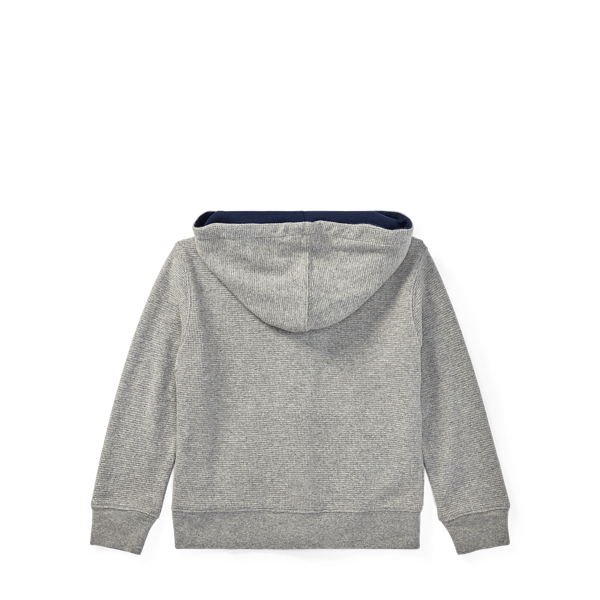 Light Grey Heather Waffle-Knit Cotton Hoodie Boys 2-7 2