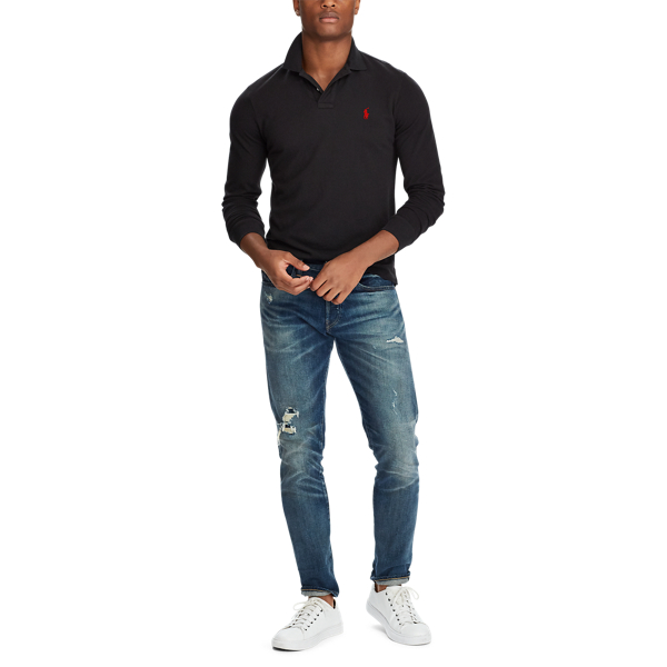 Custom-Slim Langarm-Polo Polo Ralph Lauren in Black 2