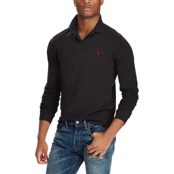 Custom-Slim Langarm-Polo Polo Ralph Lauren in Black 3