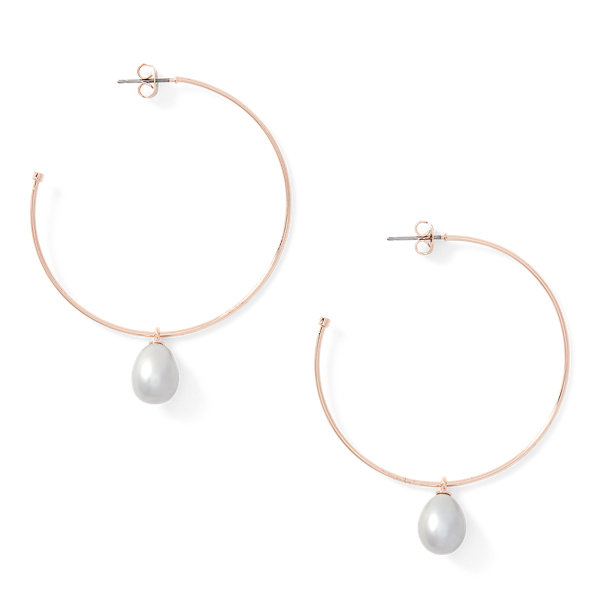 Pearl Open Hoop Earrings
