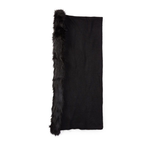 Black Faux-Fur-Trim Scarf Lauren 2