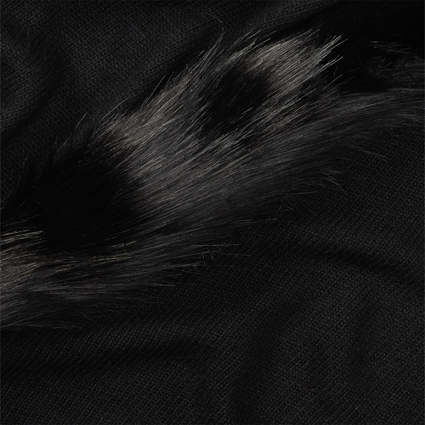 Black Faux-Fur-Trim Scarf Lauren 3