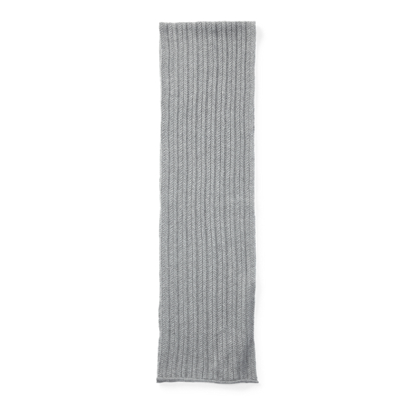 Grey Heather Wool-Blend Herringbone Scarf Lauren 2