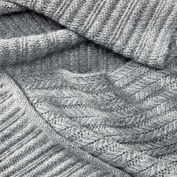 Grey Heather Wool-Blend Herringbone Scarf Lauren 3