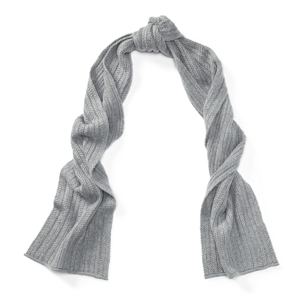 Grey Heather Wool-Blend Herringbone Scarf Lauren 1