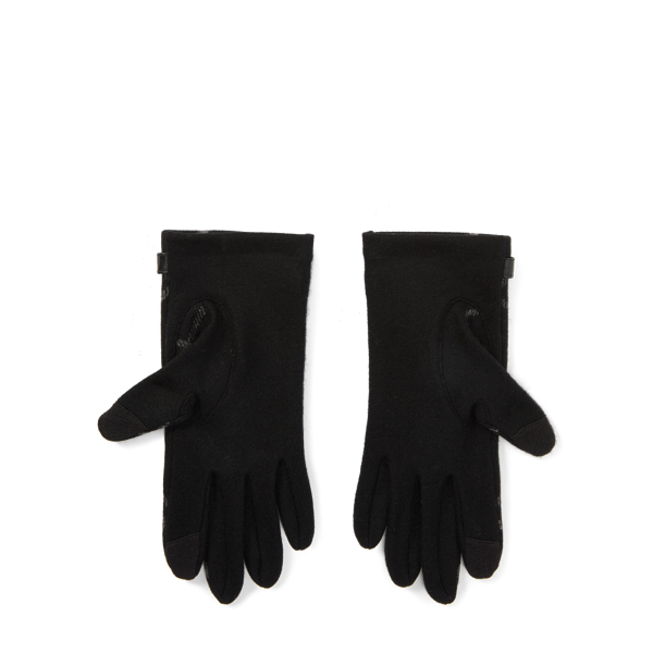 Black Plaid Wool Touch Screen Gloves Lauren 2