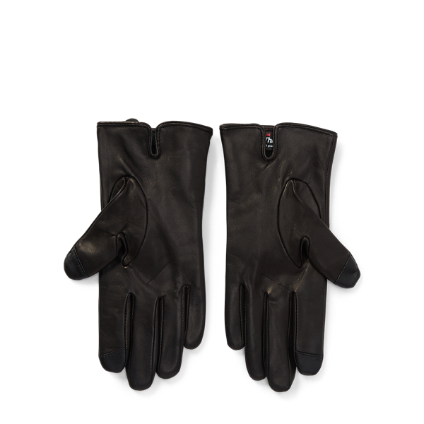 Black Laced Leather Tech Gloves Lauren 2