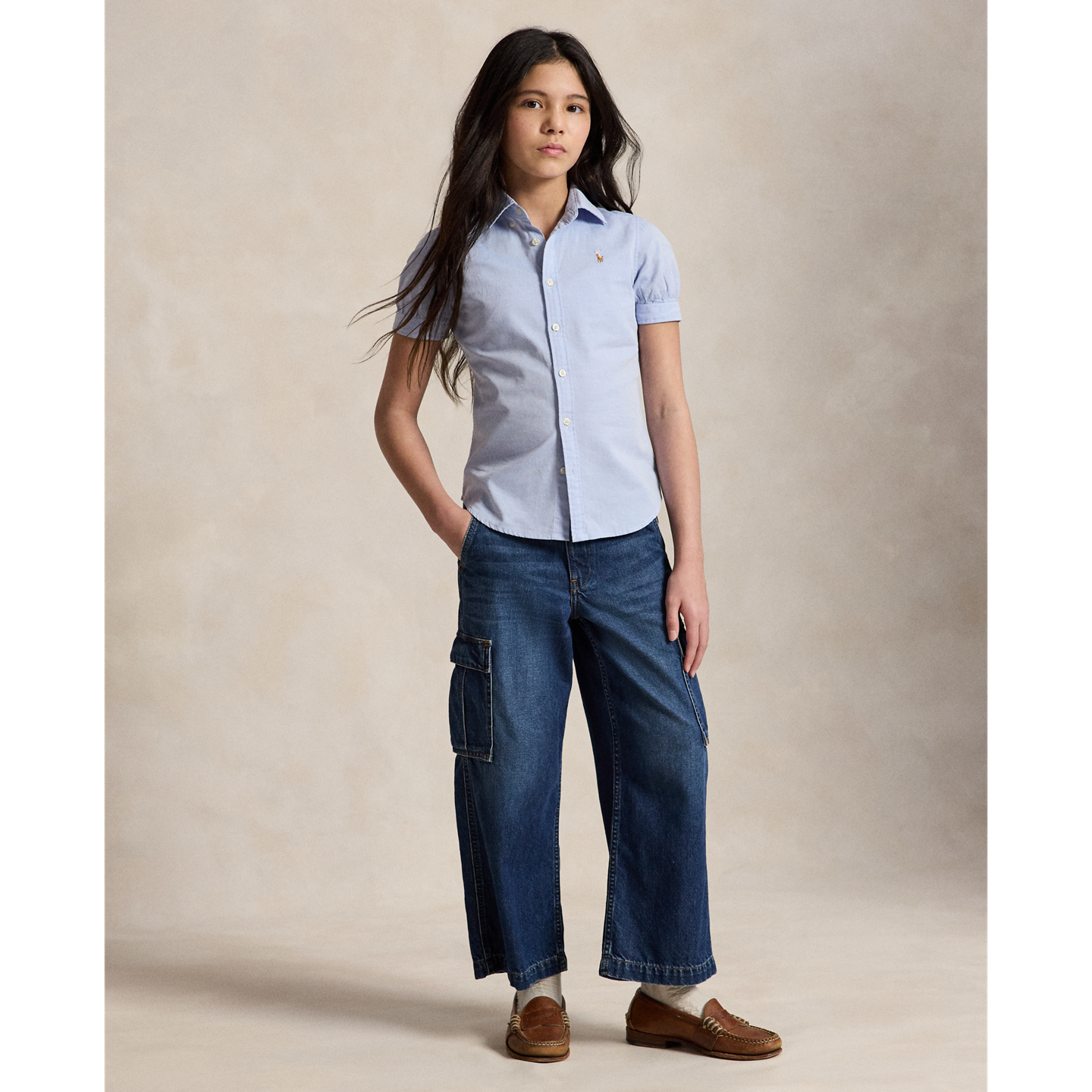 Детская рубашка Ralph Lauren Oxford, цвет: Синий — фото 2