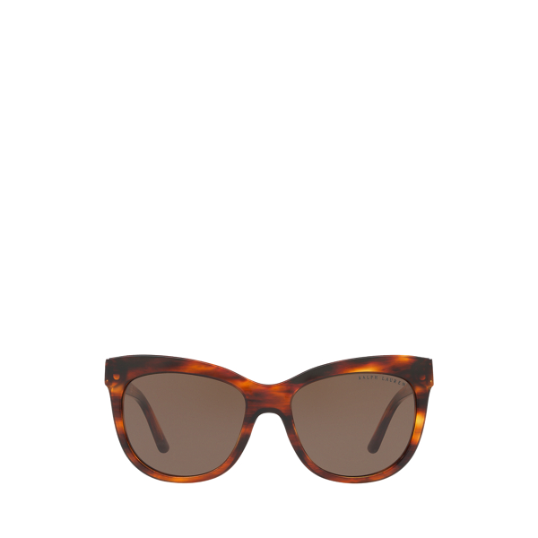 Striped Havana Eckige Cat-Eye-Sonnenbrille Ralph Lauren Collection 1