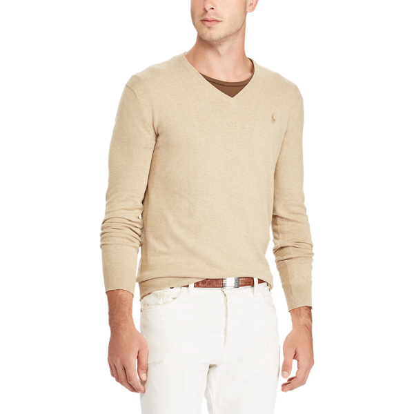 Expedition Dune Heather Slim Fit Cotton V-Neck Sweater Polo Ralph Lauren 3