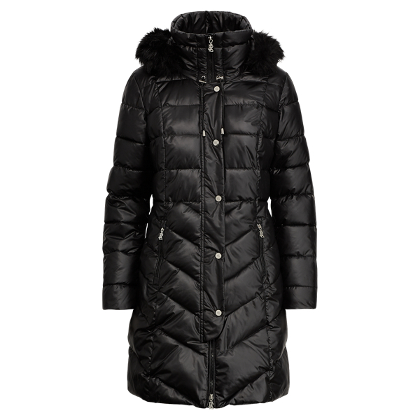 Faux-Fur-Trim Quilted Coat Lauren 1