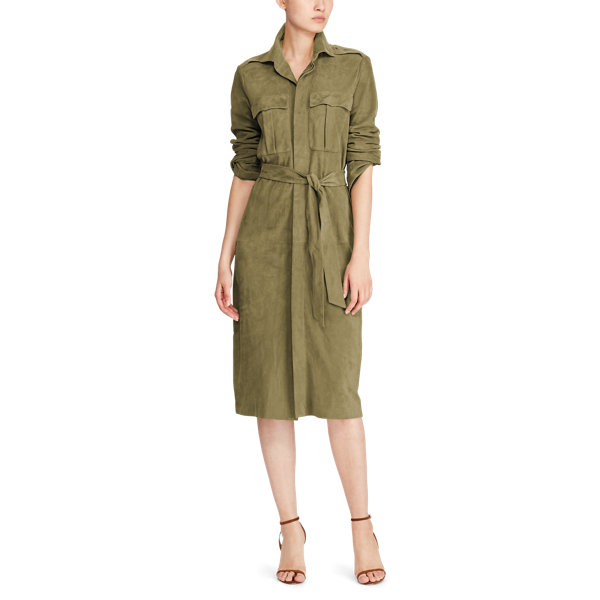Belted Suede Shirtdress Polo Ralph Lauren em Green 3