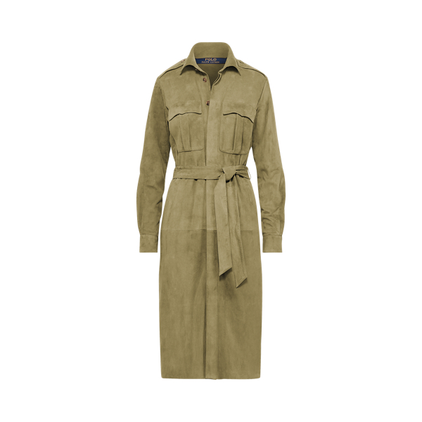 Belted Suede Shirtdress Polo Ralph Lauren em Green 2