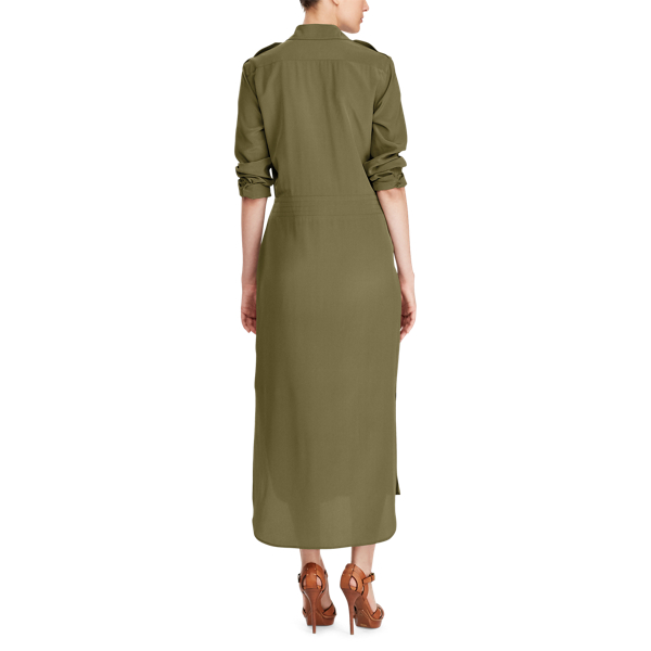 Robe-chemise en cr&ecirc;pe de Chine Polo Ralph Lauren en Canopy Olive 5