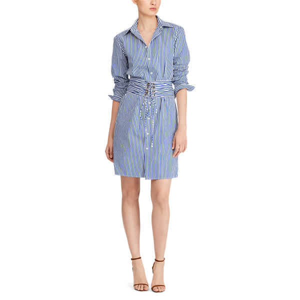 Royal Blue/White Belted Poplin Shirtdress Polo Ralph Lauren 3