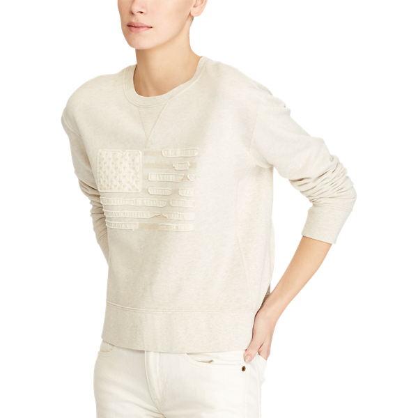 Cream French Terry Flag Sweatshirt Polo Ralph Lauren 4