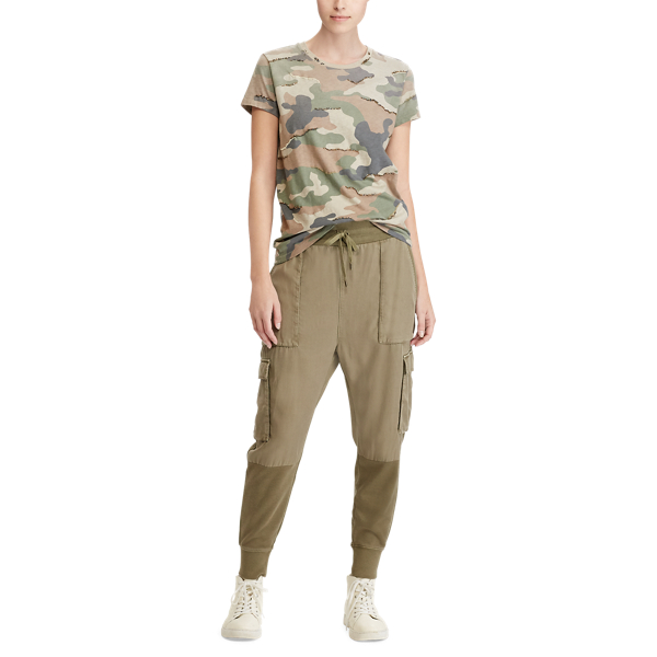 Sequined Camo Cotton T-Shirt Polo Ralph Lauren in Green Multi 4