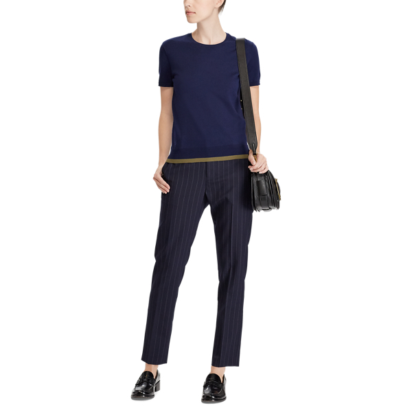 Navy Stripe Pinstripe Wool Straight Pant Polo Ralph Lauren 3