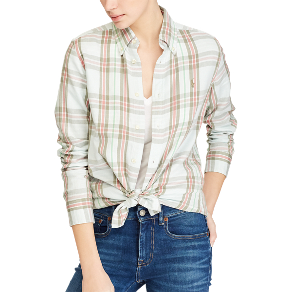 Chemise &eacute;cossaise en serg&eacute; de coton Polo Ralph Lauren en Motif &eacute;cossais vert clair 4