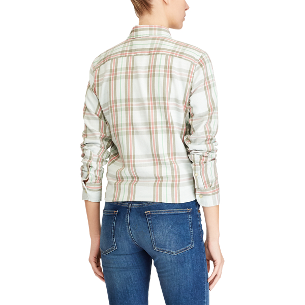 Chemise &eacute;cossaise en serg&eacute; de coton Polo Ralph Lauren en Motif &eacute;cossais vert clair 5