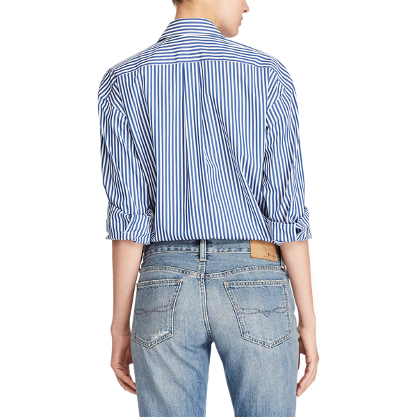 Blue Stripe Patchwork Oversize Shirt Polo Ralph Lauren 5