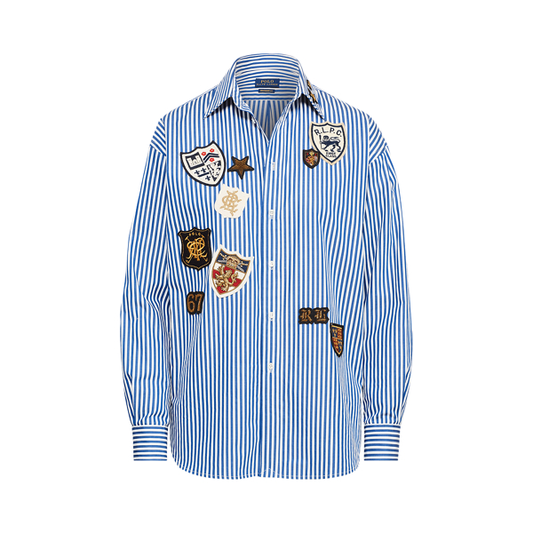 Blue Stripe Patchwork Oversize Shirt Polo Ralph Lauren 2