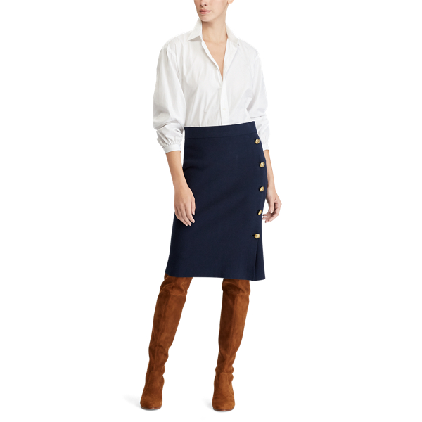 Navy Button-Trim Pencil Skirt Polo Ralph Lauren 4