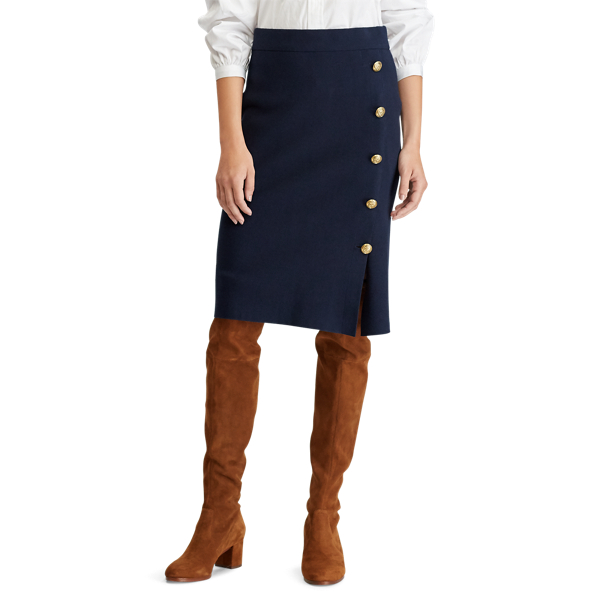 Navy Button-Trim Pencil Skirt Polo Ralph Lauren 5
