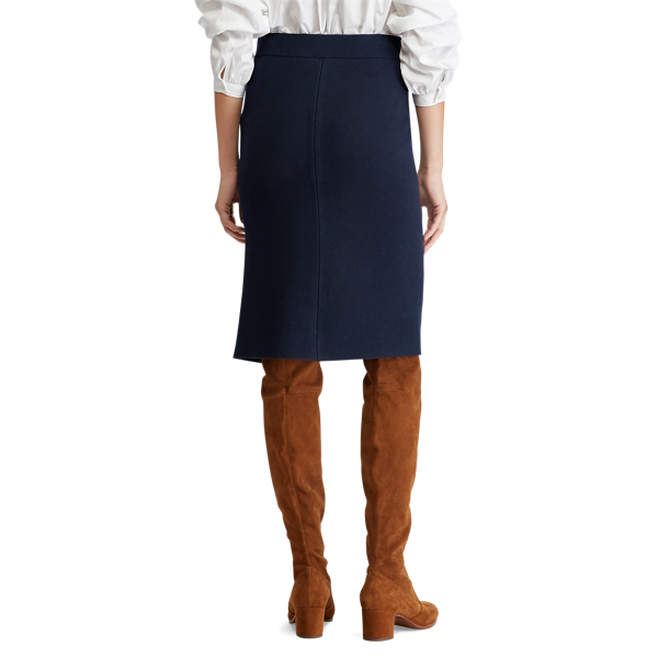 Navy Button-Trim Pencil Skirt Polo Ralph Lauren 6