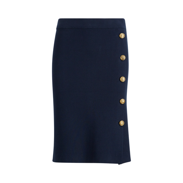 Navy Button-Trim Pencil Skirt Polo Ralph Lauren 2