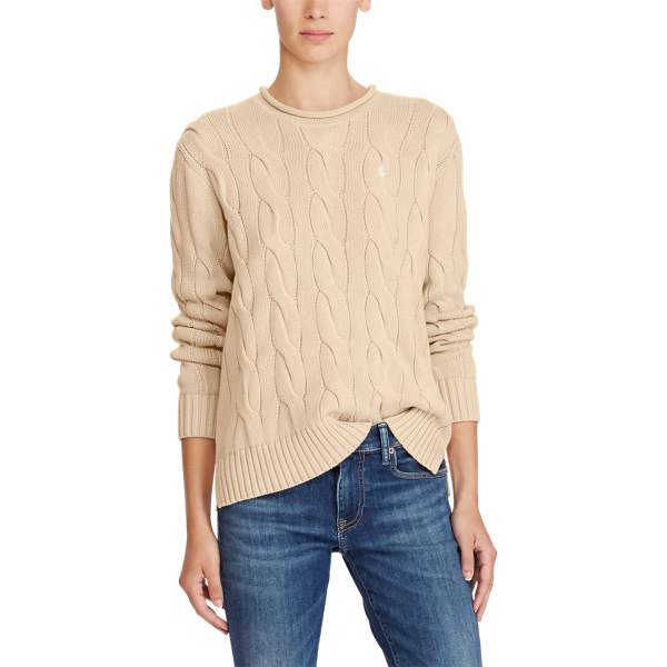 Pull coupe carr&eacute;e en coton torsad&eacute; Polo Ralph Lauren en Natural 4