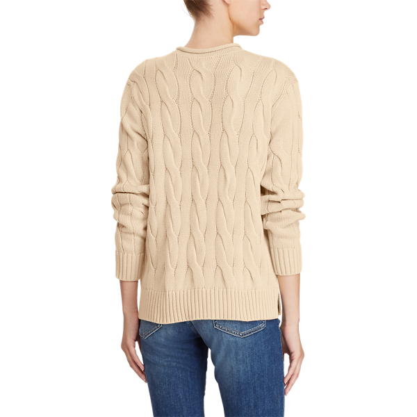 Pull coupe carr&eacute;e en coton torsad&eacute; Polo Ralph Lauren en Natural 5
