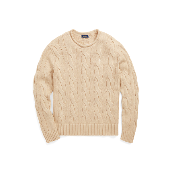 Pull coupe carr&eacute;e en coton torsad&eacute; Polo Ralph Lauren en Natural 2