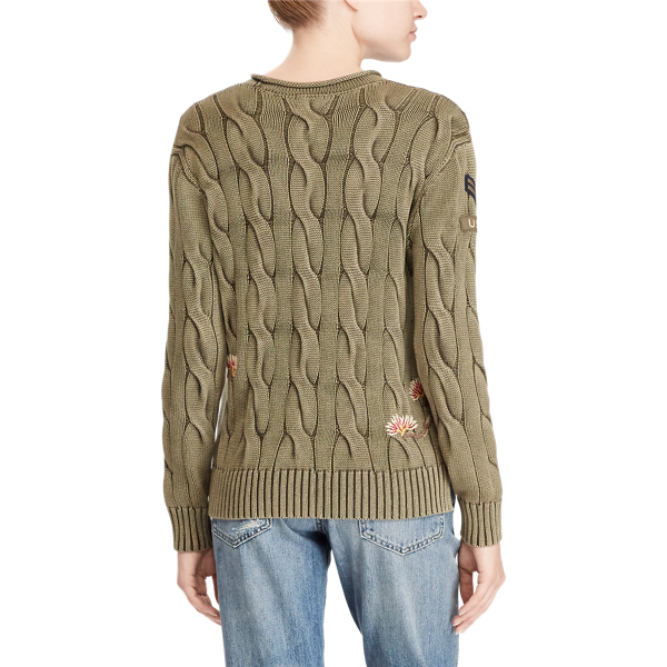 Embroidered Cable Sweater