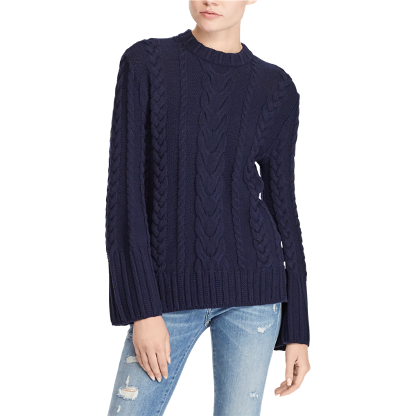 Pull chauve-souris en coton torsad&eacute; Polo Ralph Lauren en Bleu marine 5