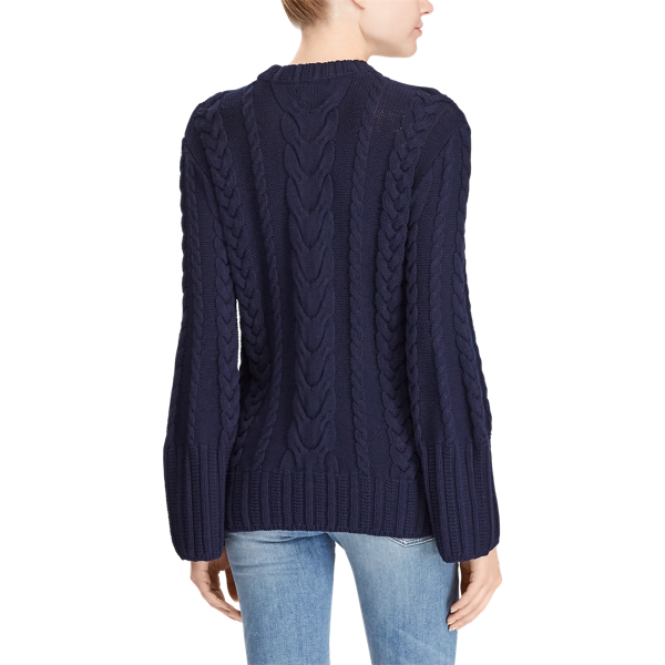 Pull chauve-souris en coton torsad&eacute; Polo Ralph Lauren en Bleu marine 6