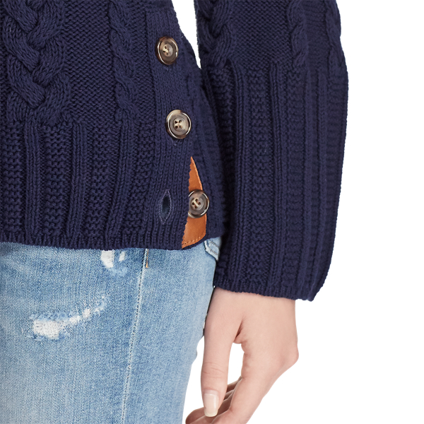 Pull chauve-souris en coton torsad&eacute; Polo Ralph Lauren en Bleu marine 7