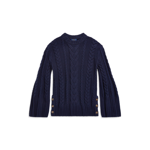 Pull chauve-souris en coton torsad&eacute; Polo Ralph Lauren en Bleu marine 2