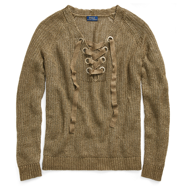 Lace-Up Linen Sweater