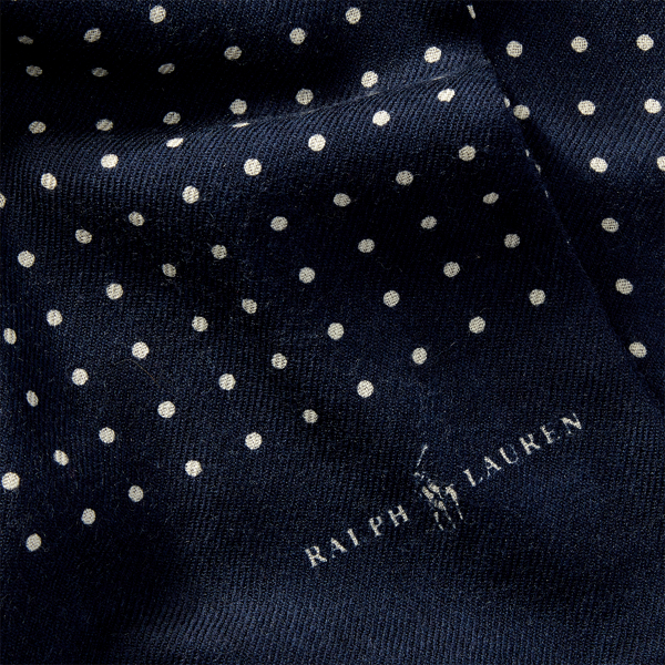 Navy/Cream Dot-Print Wool Challis Scarf Polo Ralph Lauren 2