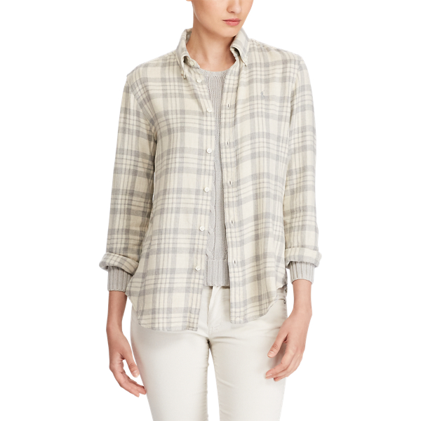 559 Grey/Cream Classic Fit Plaid Twill Shirt Polo Ralph Lauren 4