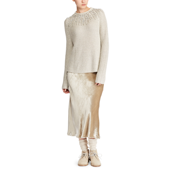 Metallic Taupe Beaded Rollneck Sweater Polo Ralph Lauren 6