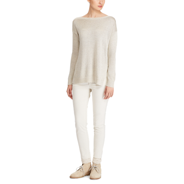 Metallic Taupe Metallic Ribbed Sweater Polo Ralph Lauren 2