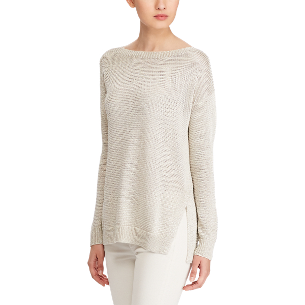 Metallic Taupe Metallic Ribbed Sweater Polo Ralph Lauren 3