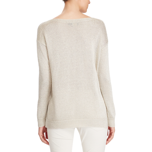 Metallic Taupe Metallic Ribbed Sweater Polo Ralph Lauren 4